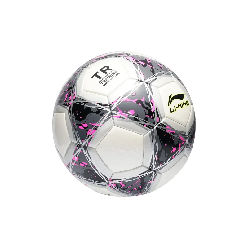 LiNing Size 5 Ball Soccer TPU Machine Stitched Soccer Ball Unisex Silver White/Rose Red-4