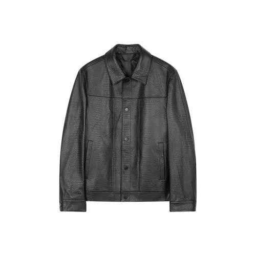 DAVID NAMAN Leather Jackets Men Black