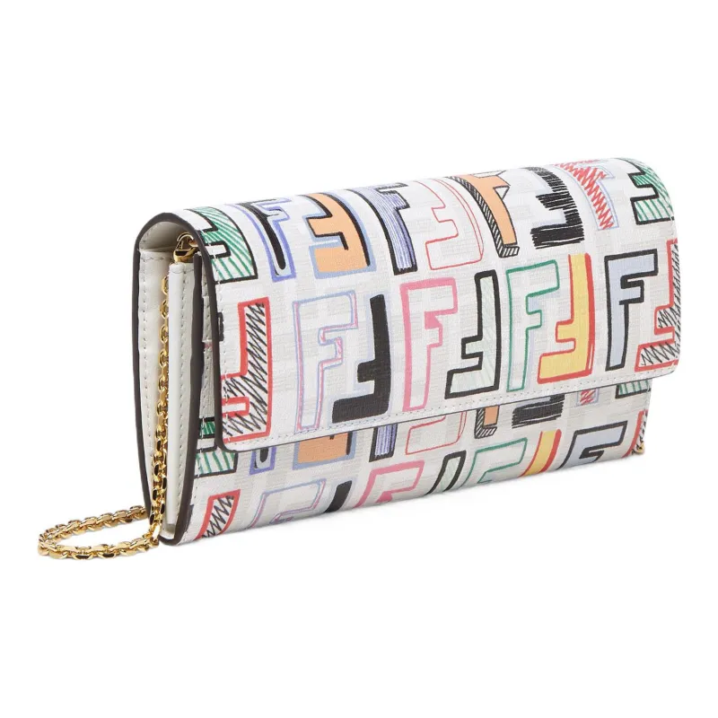 FENDI Polyurethane With Cotton And Polyester Blend Wallet Women's Pink/Multicolor-1