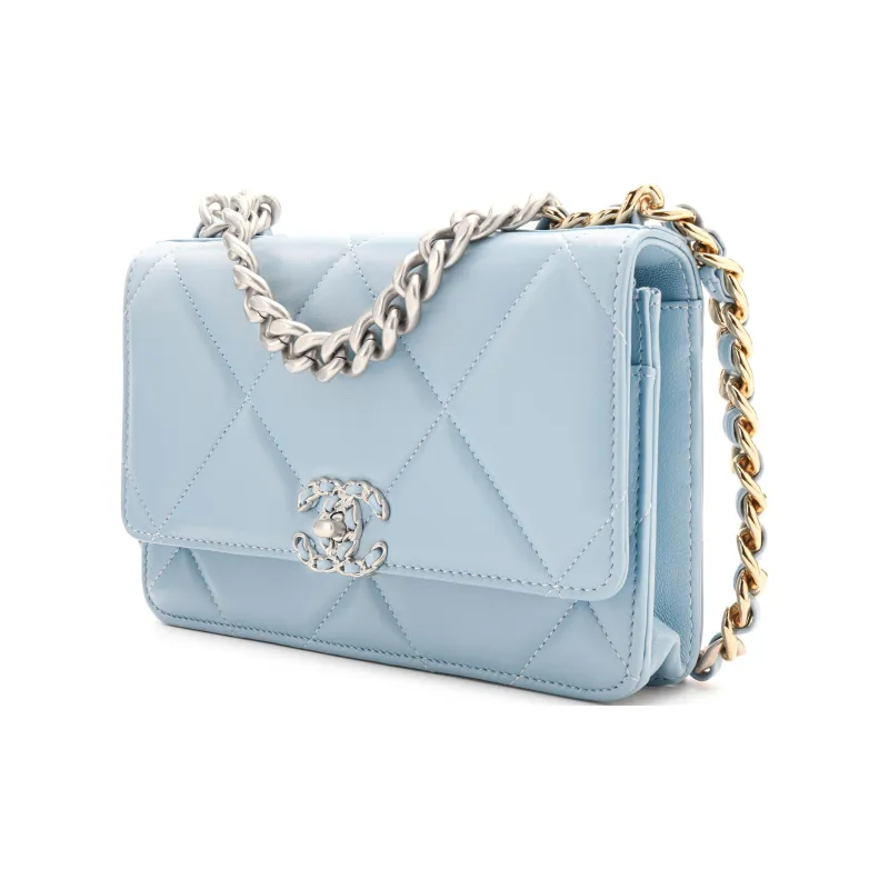 CHANEL 19BagWOC Sheepskin Shoulder Bag, Crossbody Bag, Wallet Women's Light Blue-1