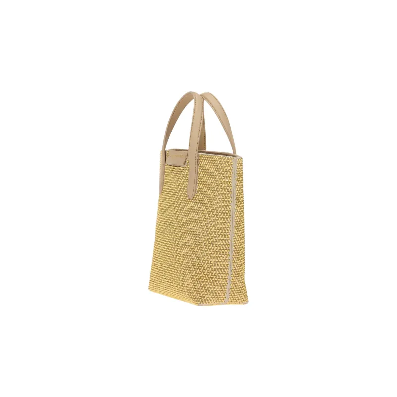 FERRAGAMO Fabric Cow Leather Patchwork Travel Bag Handbag Mini Women's Gold-3