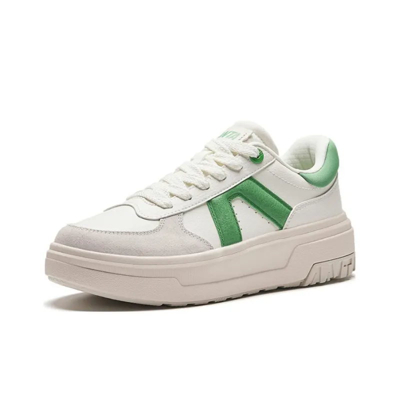 Anta Life Collection A Road Durable Breathable Low Top Skateboard Shoes Women's White Green-1