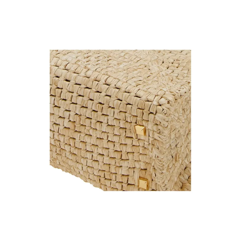 FERRAGAMO Studio Raffia With Calfskin Handbag Extra Large Women's Natural-5
