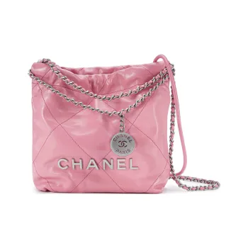 CHANEL 22Bag Shiny Calfskin Bucket Bags Crossbody Bag Shoulder Bag Mini Women's Pink