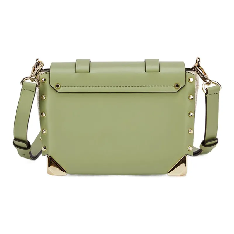 MICHAEL KORS Manhattan Cow Leather Patchwork Messenger Bag Shoulder Bag Crossbody Bag Small Size Women's Light Green-3