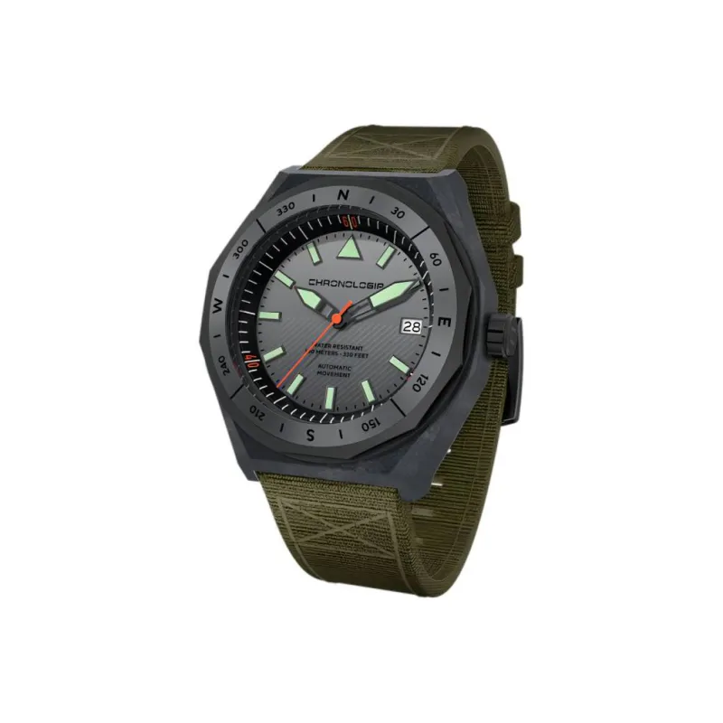 CHRONOLOGIA Adventurer Series Wrist Watch Mechanical Movement Canvas Strap 43mm Beige Watch Dial Unisex 78704 9-9