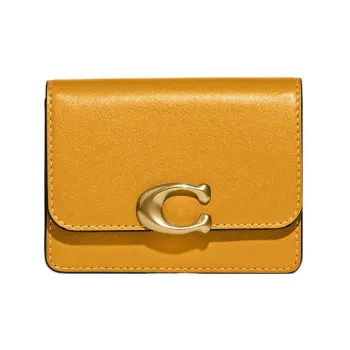 COACH Bandit Calfskin Coin Purses Wallets Mini Women's Yellow