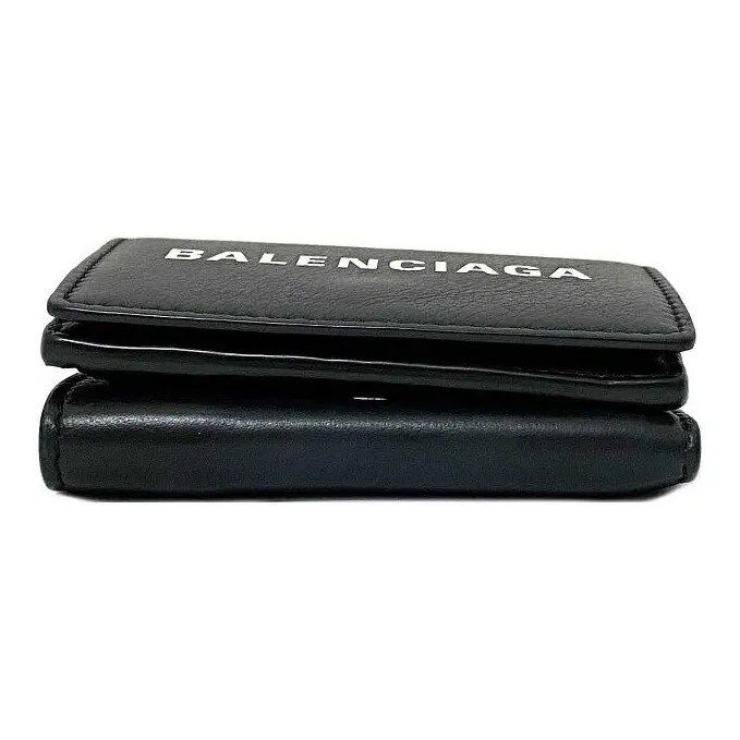 Balenciaga Leather Coin Purses Wallets Mini Unisex Black-2