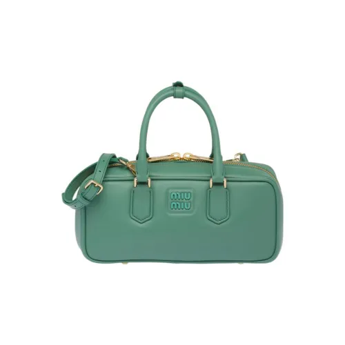 MIU MIU Leather Bowling Bag, Shoulder Bag, Crossbody Bag, Handbag Women's Salvia Roots Green
