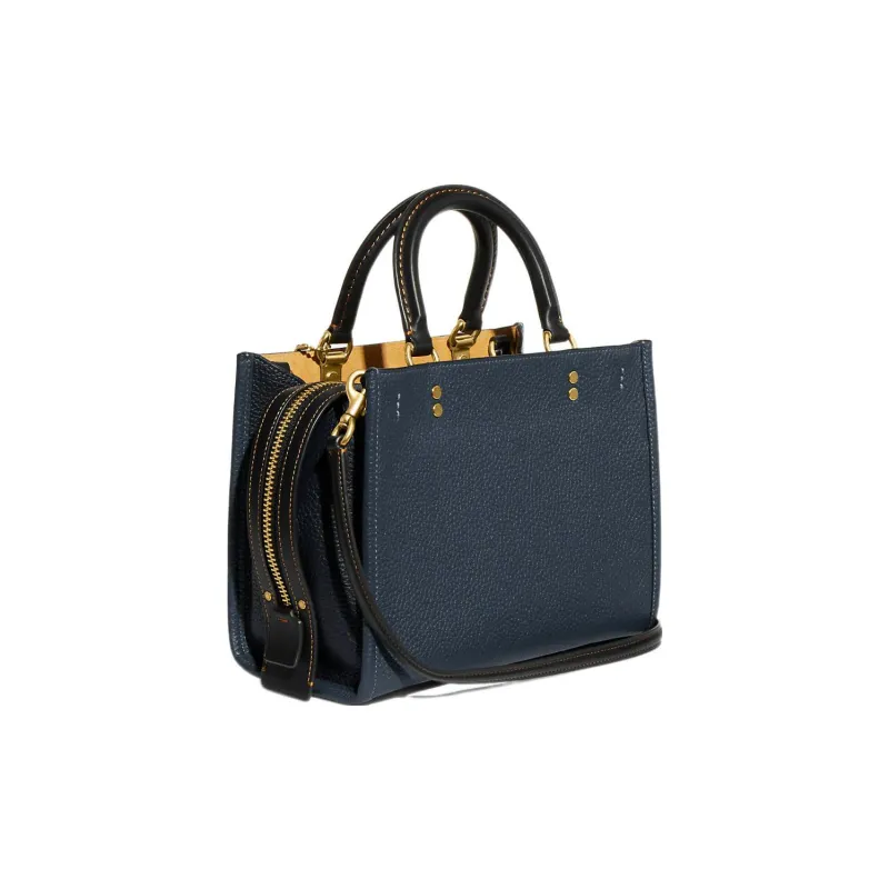 COACH Rogue Recycled Leather Tote Bag Shopping Bag Shoulder Bag Crossbody Bag Handbag Medium Size Women's Navy-1