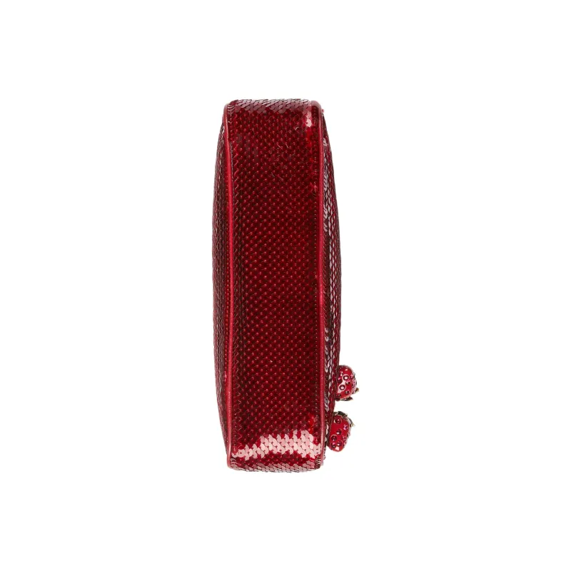 GUCCI Sequins Patchwork Leather Binding Crossbody Bag Shoulder Bag Small Size Women's Red-5