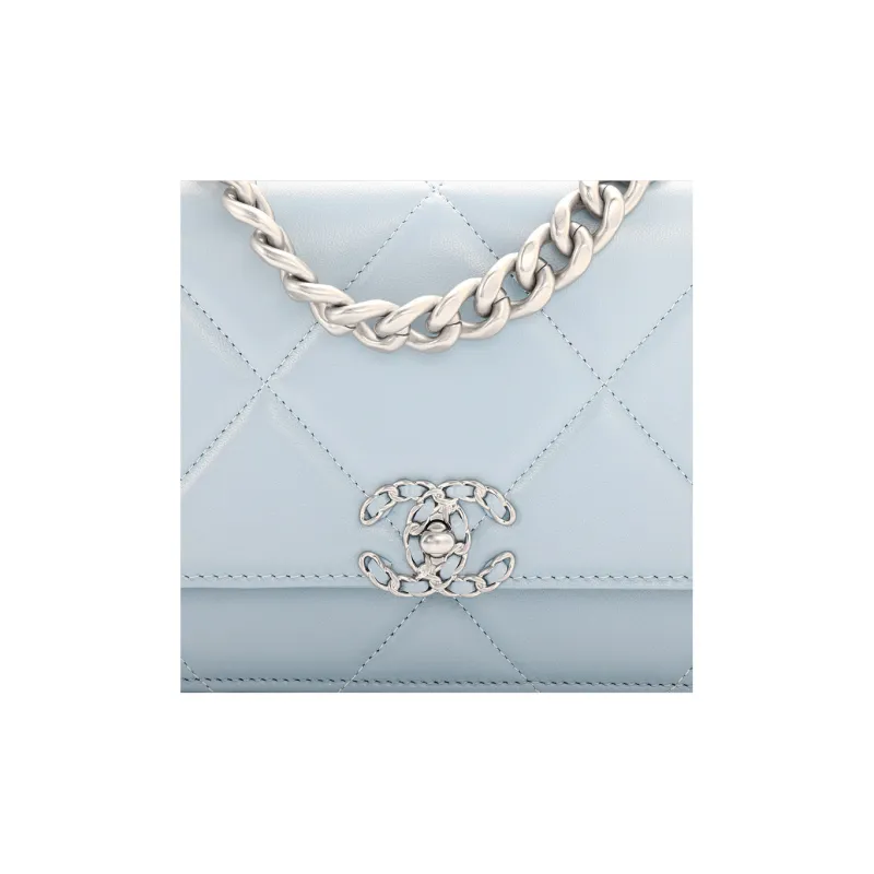 CHANEL 19BagWOC Sheepskin Shoulder Bag, Crossbody Bag, Wallet Women's Light Blue-4
