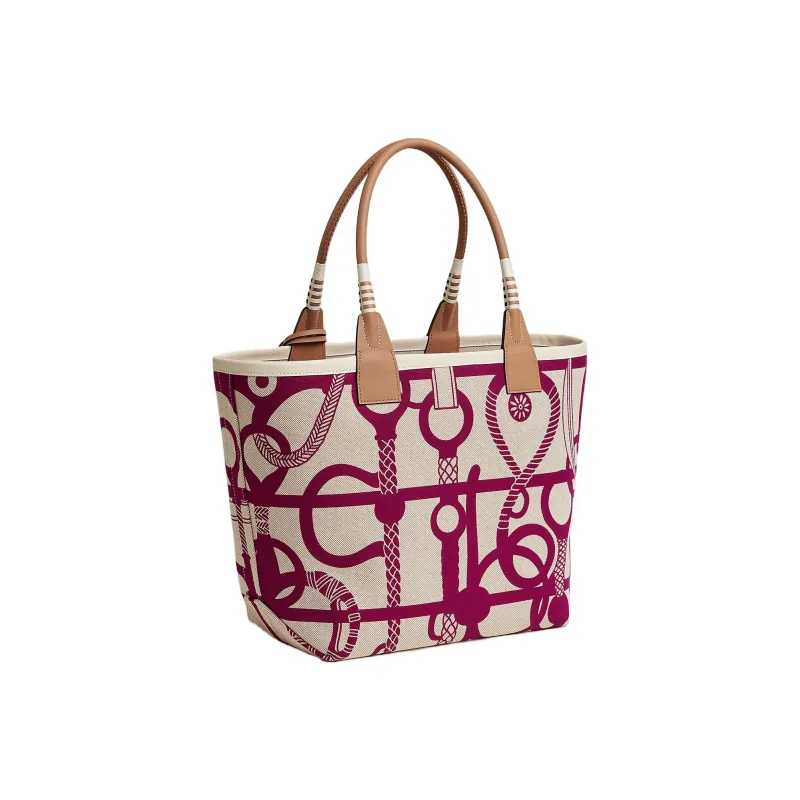 HERMES Steeple Canvas With Swift Leather Canvas Bag Handbag Women's Purple Pink-2