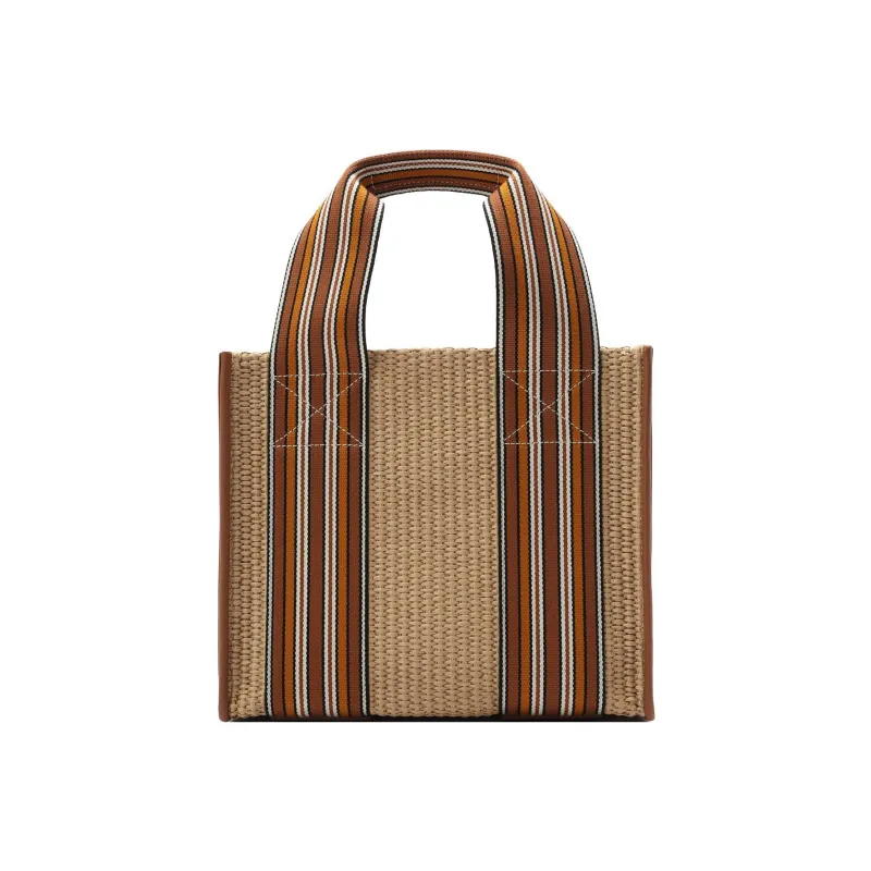 Loro Piana Cotton With Leather Tote Bag Shopping Bag Shoulder Bag Crossbody Bag Handbag Women's Light Brown-0