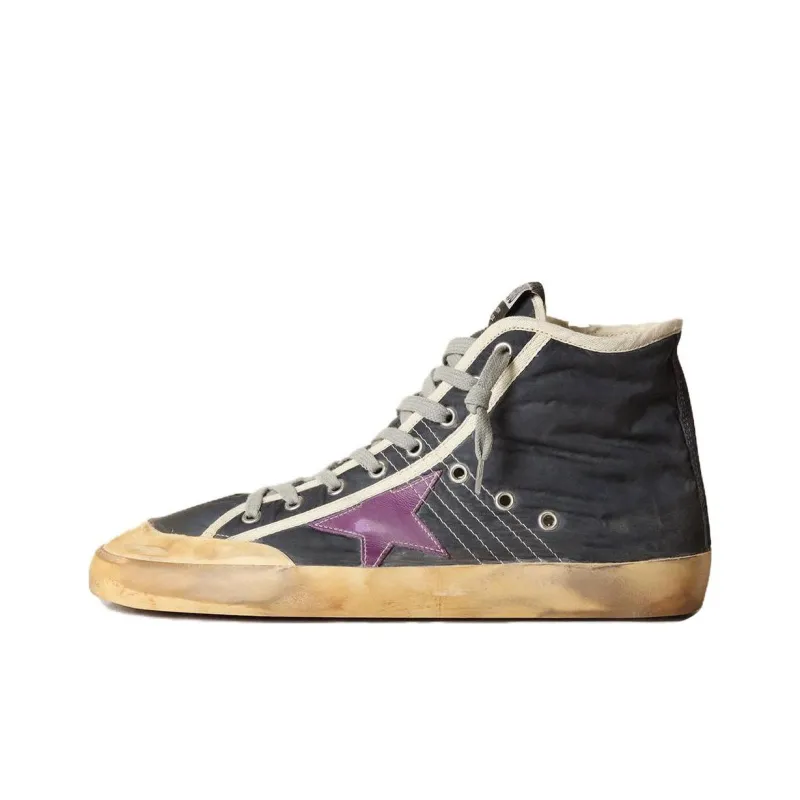 Golden Goose Francy High-Top Skateboard Shoes Men's Blue Vintage Version-0