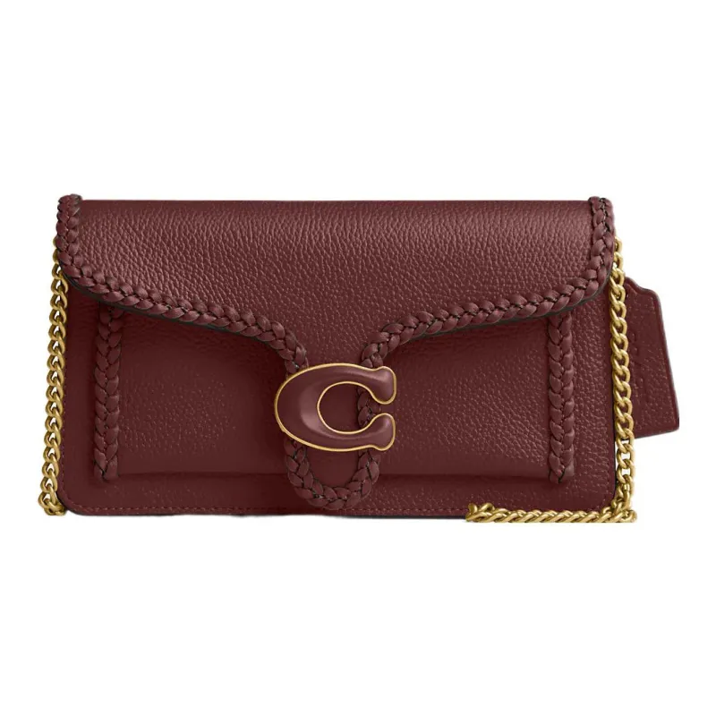 COACH Tabby Leather Patchwork Calfskin Messenger Bag One Shoulder Clutch Small Size Women's Burgundy-0