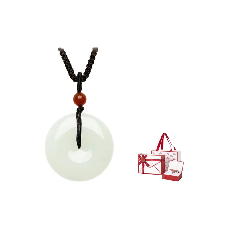 Qing Yi Hetian Jade Pendants Unisex Pale Greenish White Jade-5