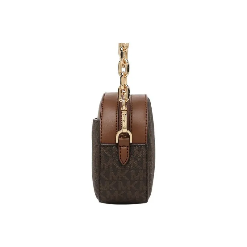 MICHAEL KORS Jet Set Canvas With Leather Shoulder Bag, Crossbody Bag Trumpets Women's Dark Brown-2