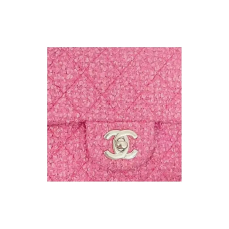 CHANEL Cotton Wool Twill Soft Woolen Flap Bag, Shoulder Bag, Crossbody Bag Mini Women's Pink-1