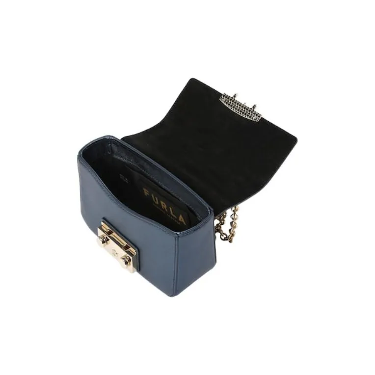 Furla Metropolis Collection Calfskin Shoulder Bag Crossbody Bag Mini Women's Blue-4