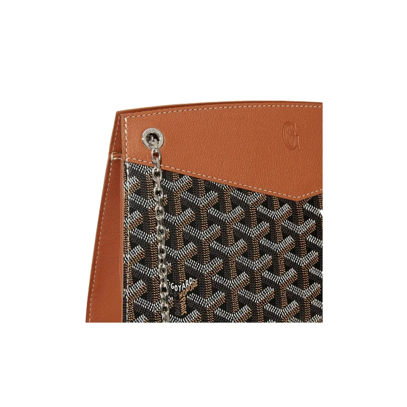 GOYARD Rouette Canvas With Leather Tote Chain Bag Shoulder Bag Small Size Women's Brown-4