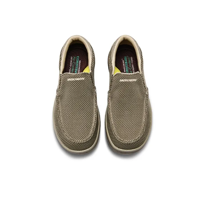Skechers Relaxed Fit Cushioning Breathable Lightweight Low Top Casual Shoes Men's Taupe-3