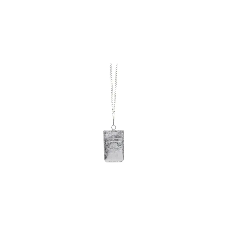 Balenciaga Le Cagole Sheepskin Card Holder Women's Silver-0