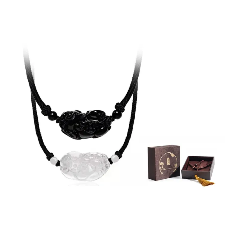 Qing Yi Obsidian Necklaces Unisex-15