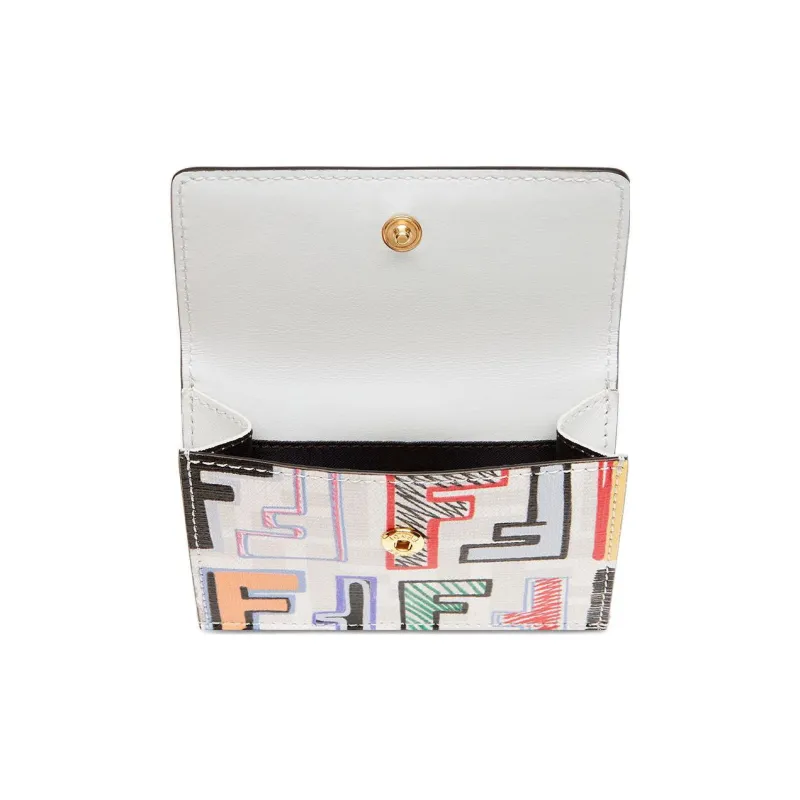 FENDI PU Polyurethane Tri Fold Wallet, Wallet Extra Mini Women's Pink/Multicolor-2