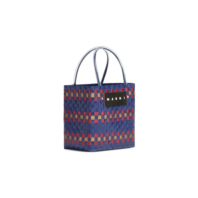 MARNI Basket Series Polypropylene Tote Bag Shopping Bag Woven Bag Handbag Unisex Blue/Red-1