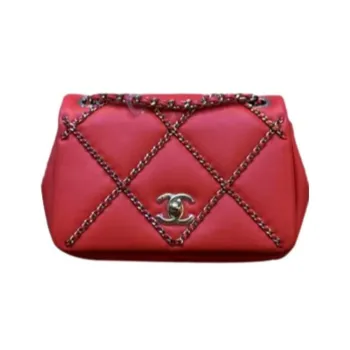 CHANEL Lambskin Crossbody Bag, Shoulder Bag Trumpets Women's Red