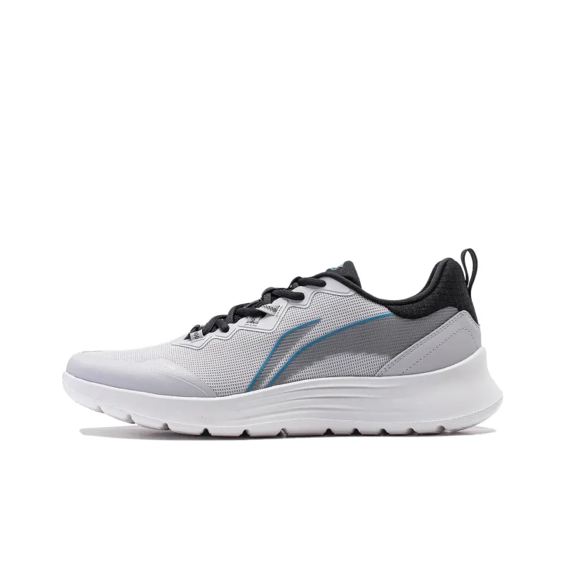 LiNing Feather Abrasion Resistant Low Top Running Shoes Men's Gray Black-0
