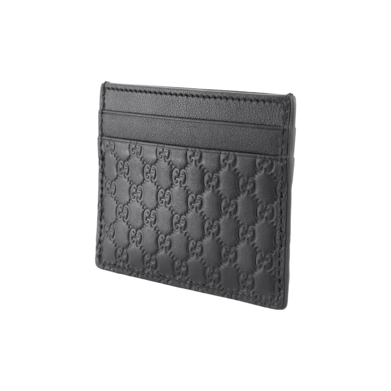 GUCCI Cow Leather Card Clip Card Holder Men's Black-1