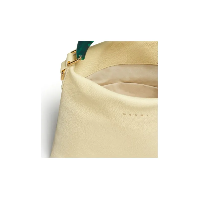 MARNI Cow Leather Tote Bag Shopping Bag Small Size Women's Cream Yellow-4