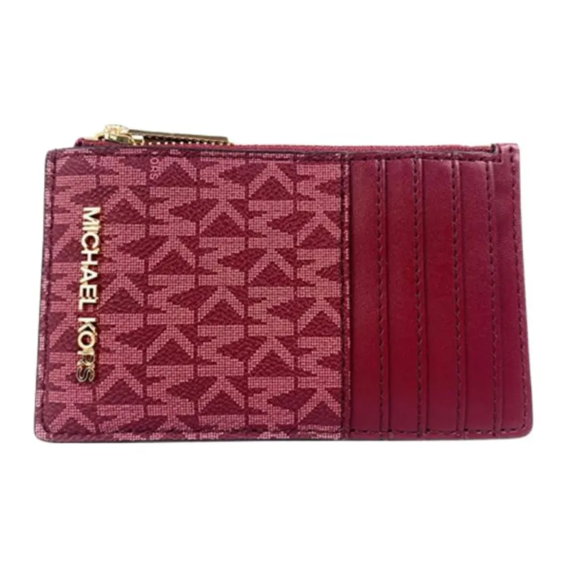 MICHAEL KORS Jet Set Canvas Wallets Card Holders Regular Women's Burgundy-0