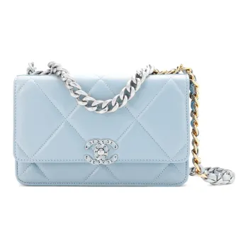 CHANEL 19BagWOC Sheepskin Shoulder Bag, Crossbody Bag, Wallet Women's Light Blue