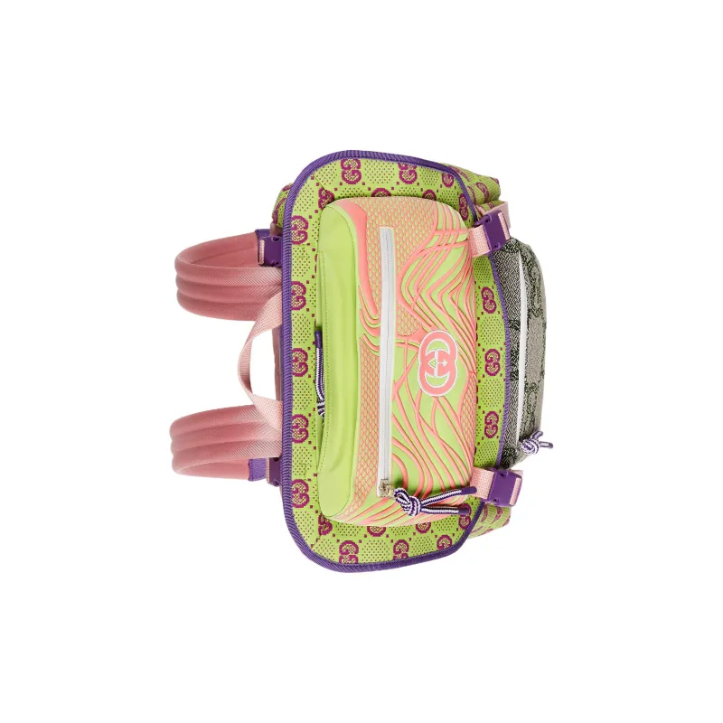 GUCCI Nylon Knitted Fabric Satin Binding Backpack Regular Men's Green/Multicolor-4