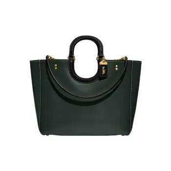 COACH Glove Tanning Tote Bag, Shopping Bag, Handbag, Shoulder Bag Large Size Women's Green