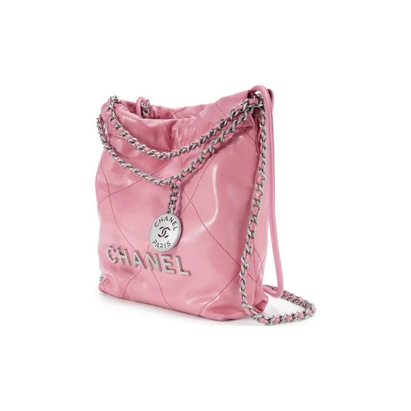 CHANEL 22Bag Bright Calfskin Bucket Bag, Shoulder Bag, Crossbody Bag Mini Women's Pink-1