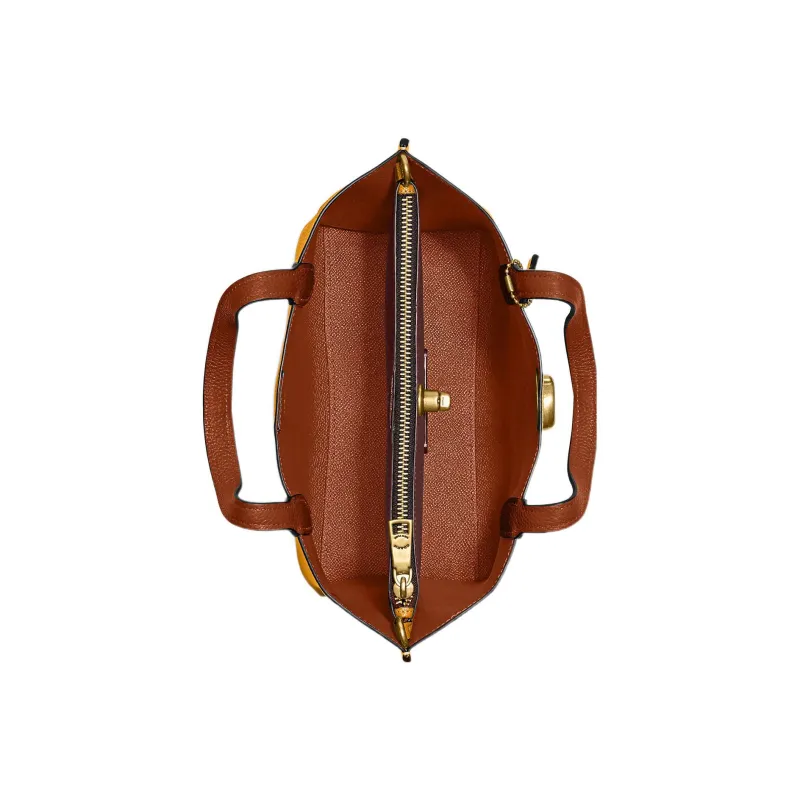 COACH Willow Pebbled Leather Tote Bag, Shopping Bag, Shoulder Bag, Crossbody Bag, Handbag Medium Size Women's Yellow-2