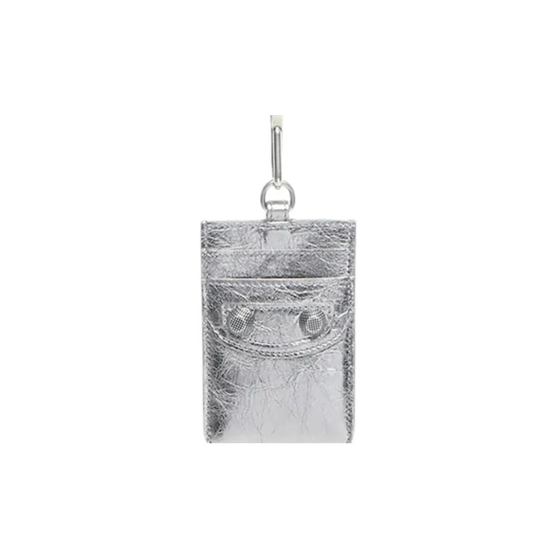 Balenciaga Le Cagole Sheepskin Card Holder Women's Silver-3