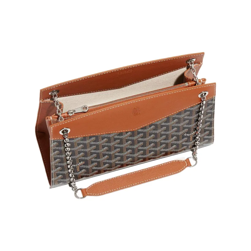 GOYARD Rouette Canvas With Leather Tote Chain Bag Shoulder Bag Small Size Women's Brown-2