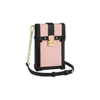 LOUIS VUITTON Trunk Vertical Cow Leather Cell Phone Pouch Shoulder Bag Crossbody Bag Regular Women's Pink