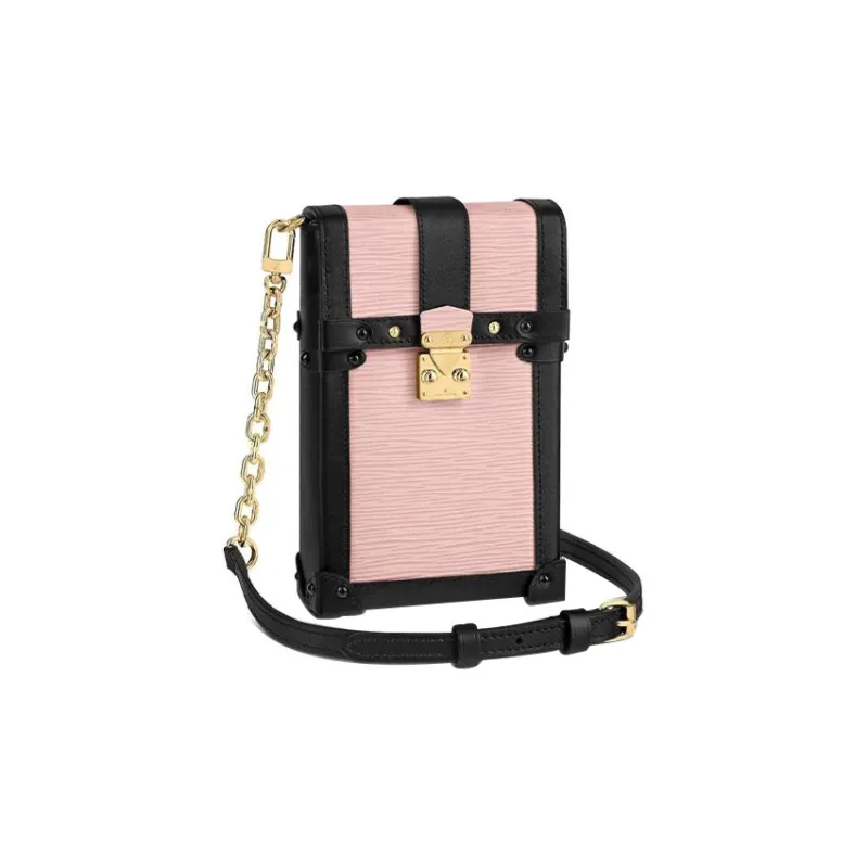 LOUIS VUITTON Trunk Vertical Cow Leather Cell Phone Pouch Shoulder Bag Crossbody Bag Regular Women's Pink-0
