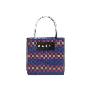 MARNI Basket Series Polypropylene Tote Bag Shopping Bag Woven Bag Handbag Unisex Blue/Red