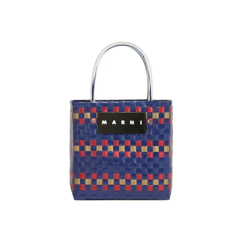 MARNI Basket Series Polypropylene Tote Bag Shopping Bag Woven Bag Handbag Unisex Blue/Red-0