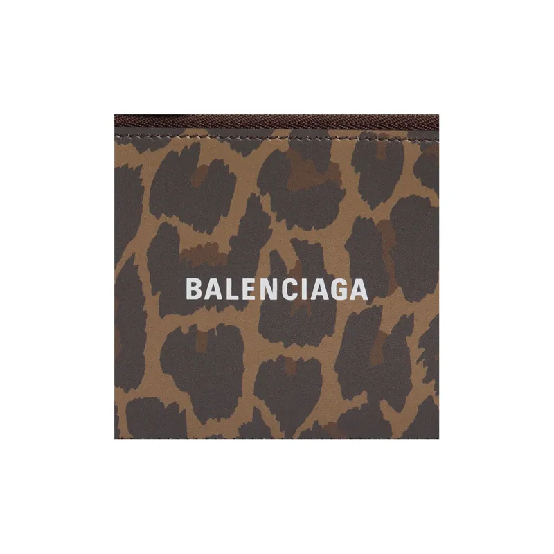 Balenciaga Calfskin Card Clip Card Holder Large Size Women's Leopard-6