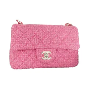 CHANEL Cotton Wool Twill Soft Woolen Flap Bag, Shoulder Bag, Crossbody Bag Mini Women's Pink