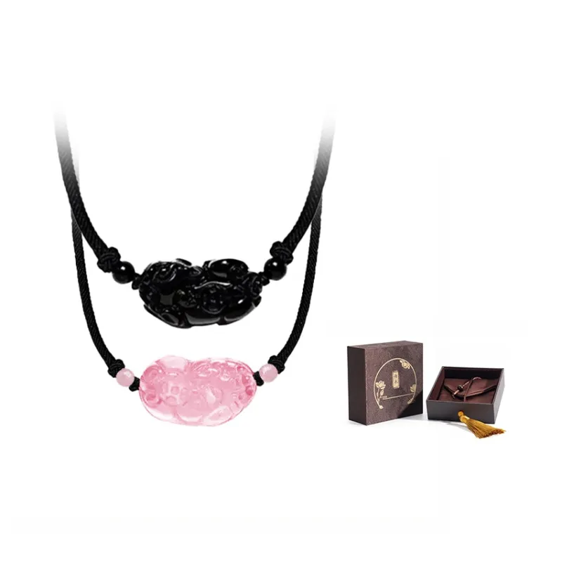 Qing Yi Obsidian Necklaces Unisex-14