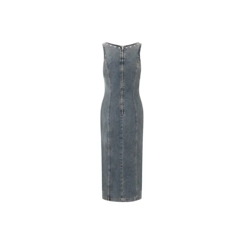 Blumarine Eyelet embellished Denim Midi Dress-1